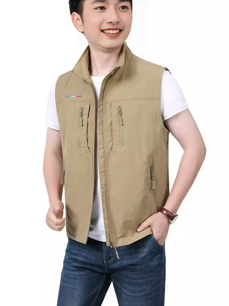 Mens Quick-Drying Multi-Pocket Outdoor Vest