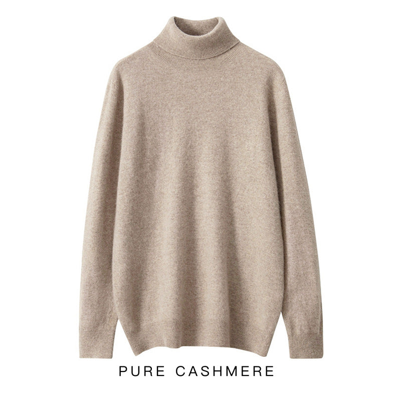 High Neck Pure Wool Sweater Men Pullover Knitted Casual