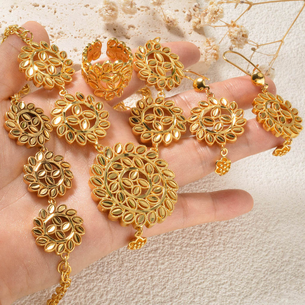 Floral Gold Plated Jewelry Set