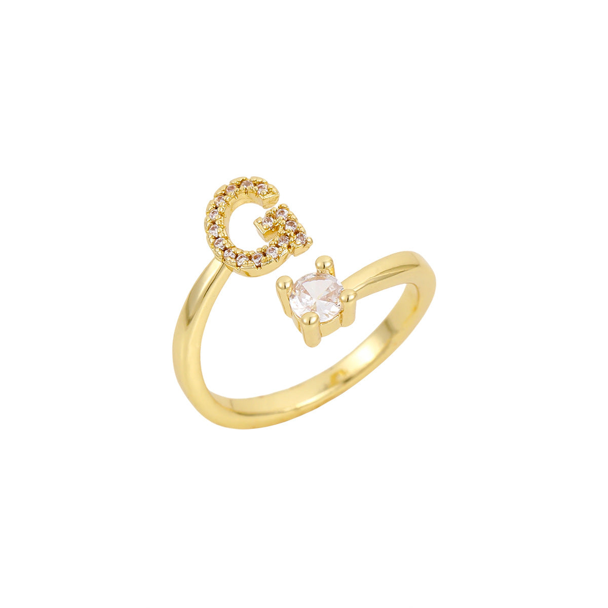 Gold Plated Letter Initial Open Rings
