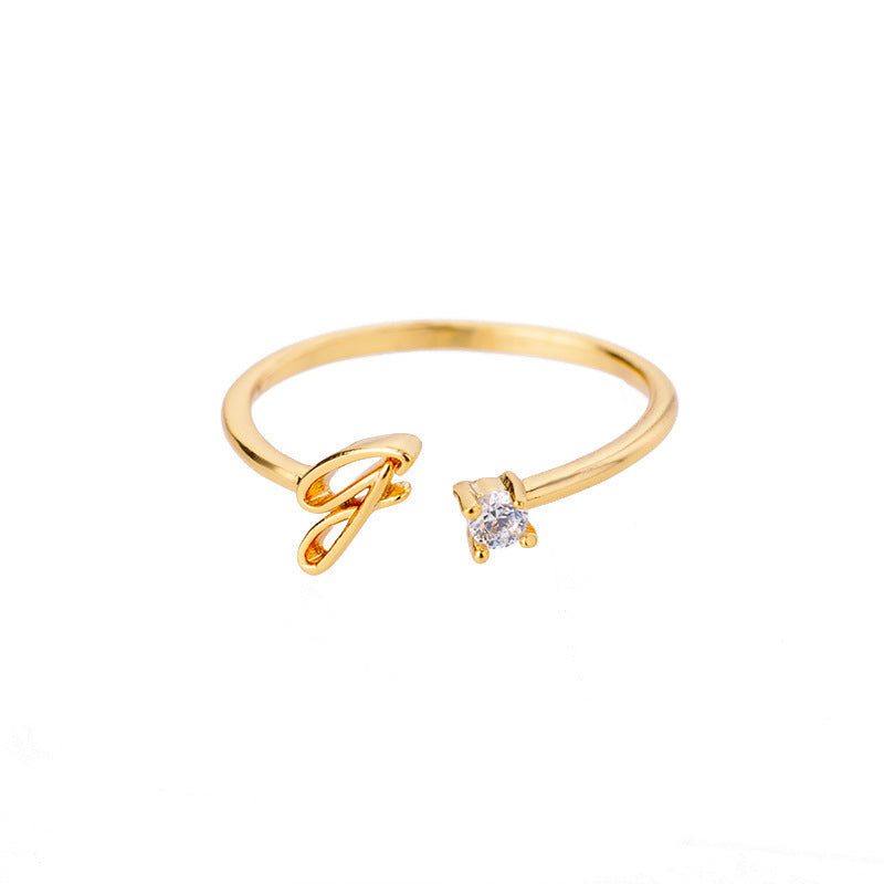 Alphabet Letter Ring Gold Plated Zinc Alloy Jewelry