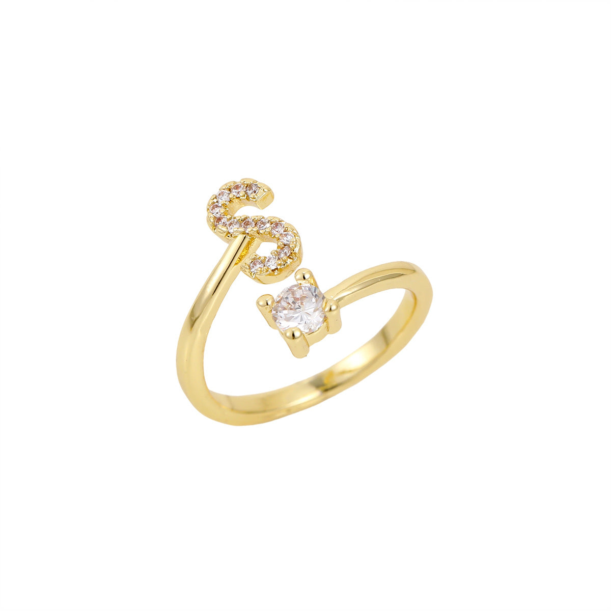 Gold Plated Letter Initial Open Rings