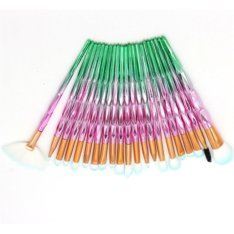 20-piece set of diamond-tipped makeup brushes