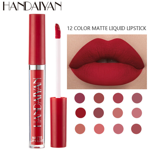 12-Farben Matter Lip Glaze Flüssiger Lippenstift wasserfest langanhaltend | 12-Color Matte Lip Glaze Liquid Lipstick Waterproof Long-Lasting