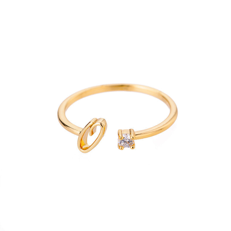 Alphabet Letter Ring Gold Plated Zinc Alloy Jewelry