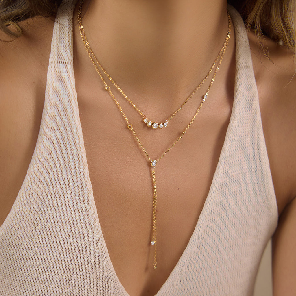 O-Shaped Gold Plated Stainless Steel Necklace with Lock Pendant