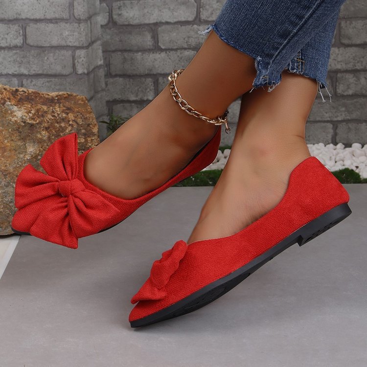 Pointed Bow Flat Shoes for Women