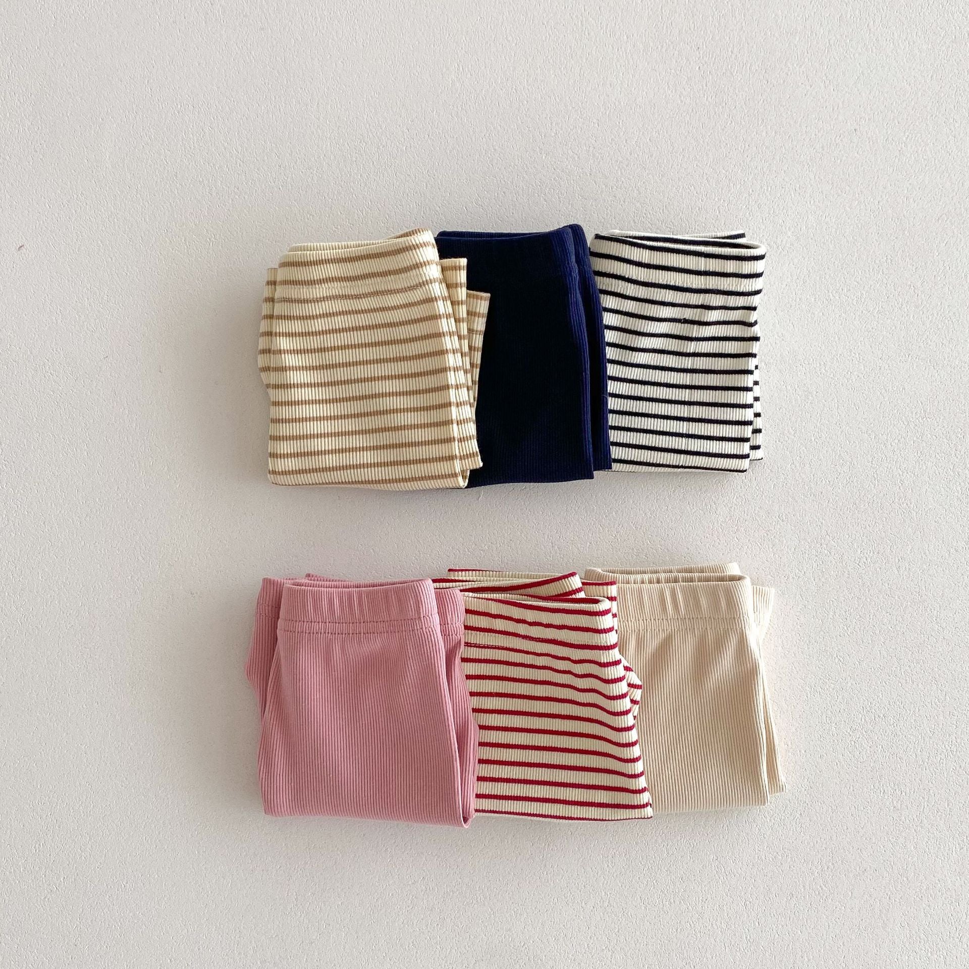 Childrens Striped Elastic Leggings Shorts