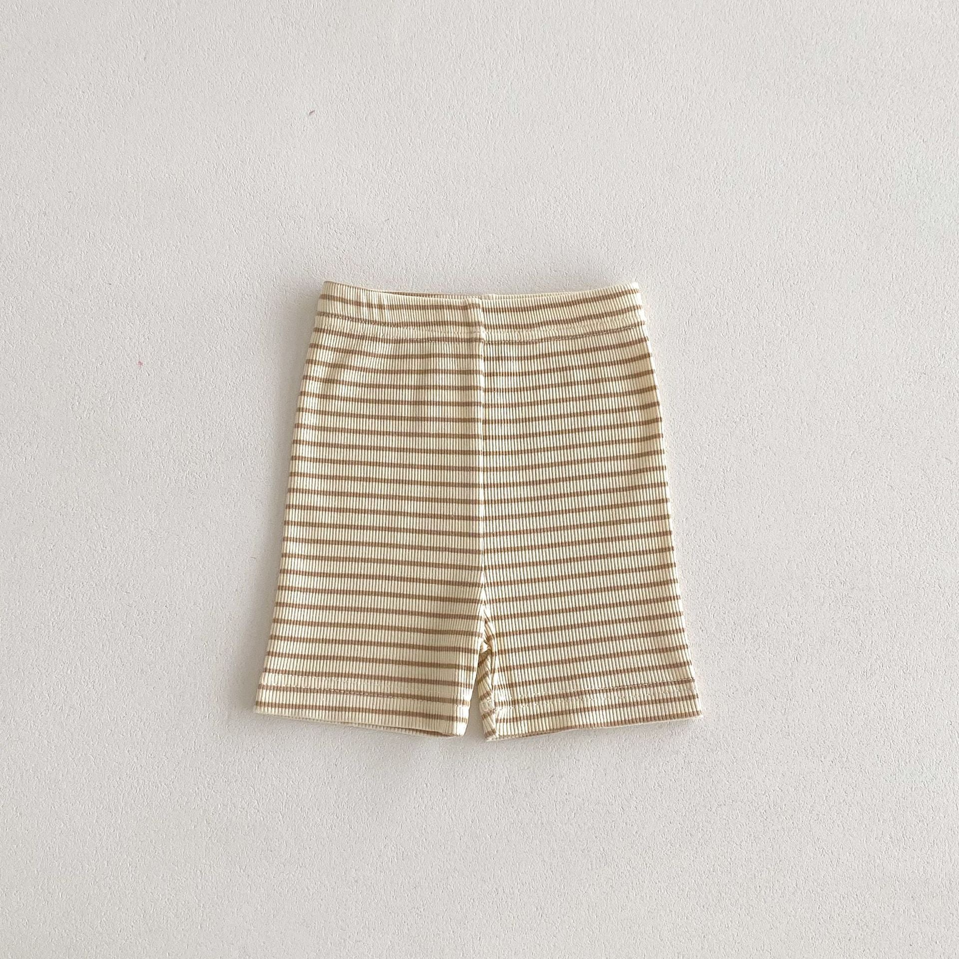 Childrens Striped Elastic Leggings Shorts