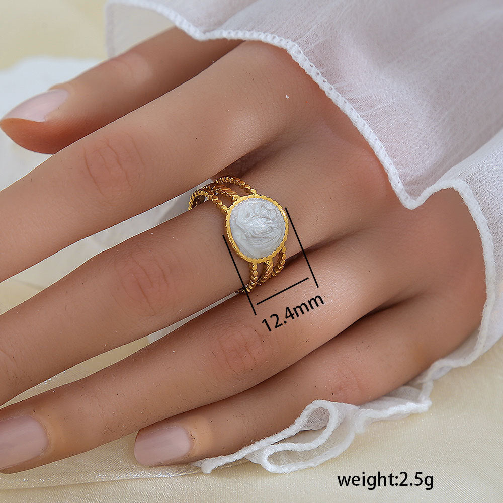 Stainless Steel Gold Plated Leaf Ring