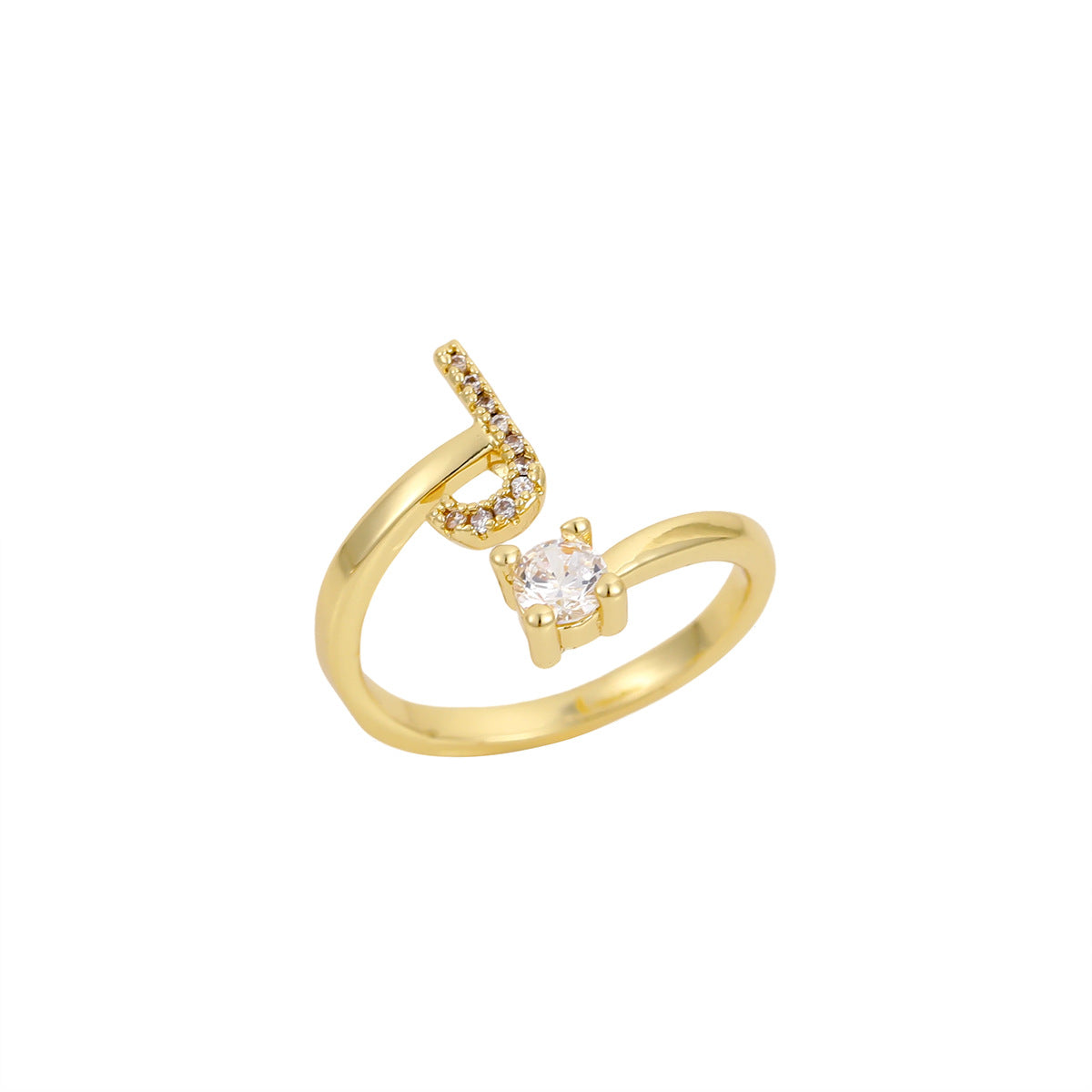 Gold Plated Letter Initial Open Rings