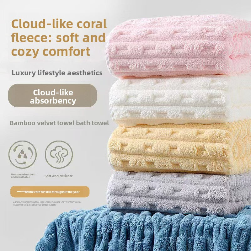 Coral Velvet Bath and Face Towel