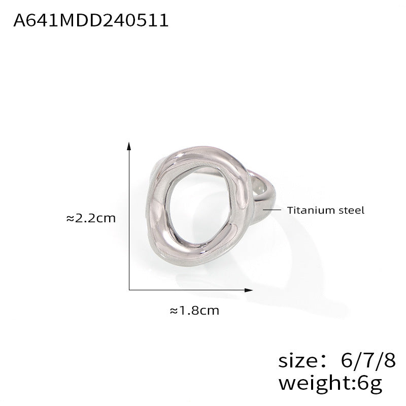 Geometric Hollow Titanium Steel Gold Plated Ring
