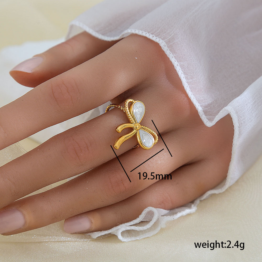 Stainless Steel Gold Plated Leaf Ring