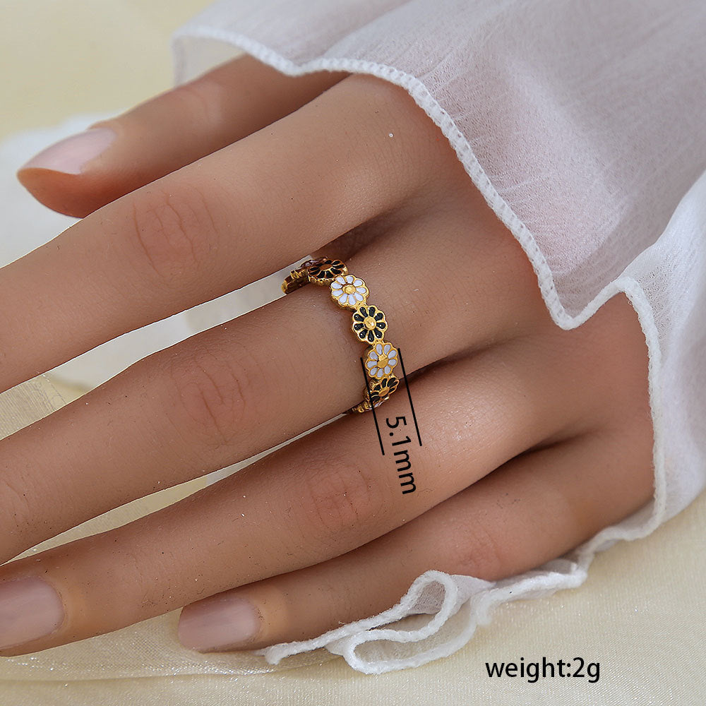 Stainless Steel Gold Plated Leaf Ring