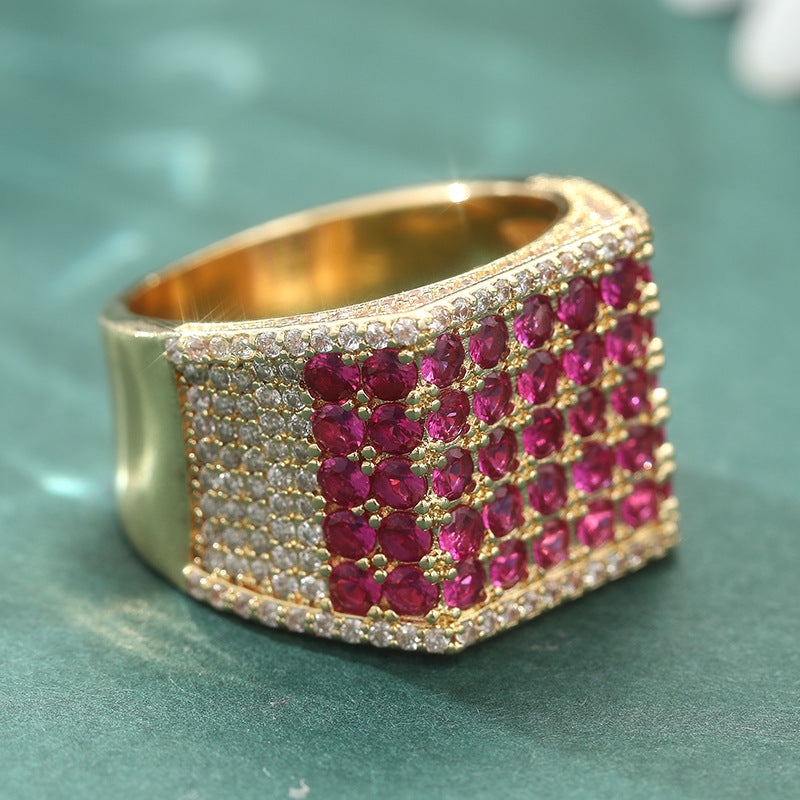 Retro Synthetic Ruby Gold Plated Ring