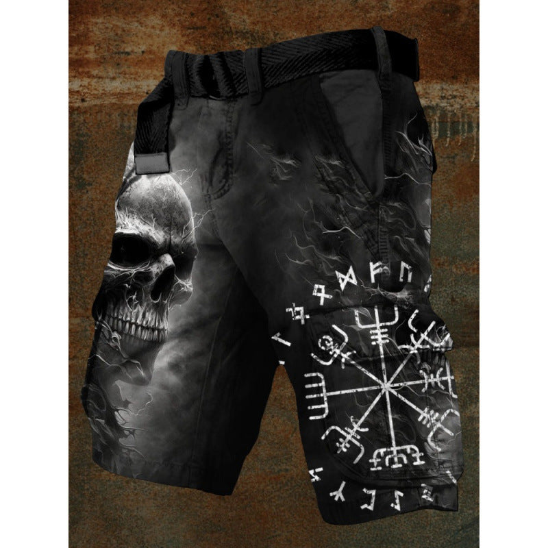 Herren 3D-Print Cargo-Shorts mit Reißverschluss Halloween-Design S–5XL | Men's 3D Print Halloween Cargo Shorts with Zipper S–5XL