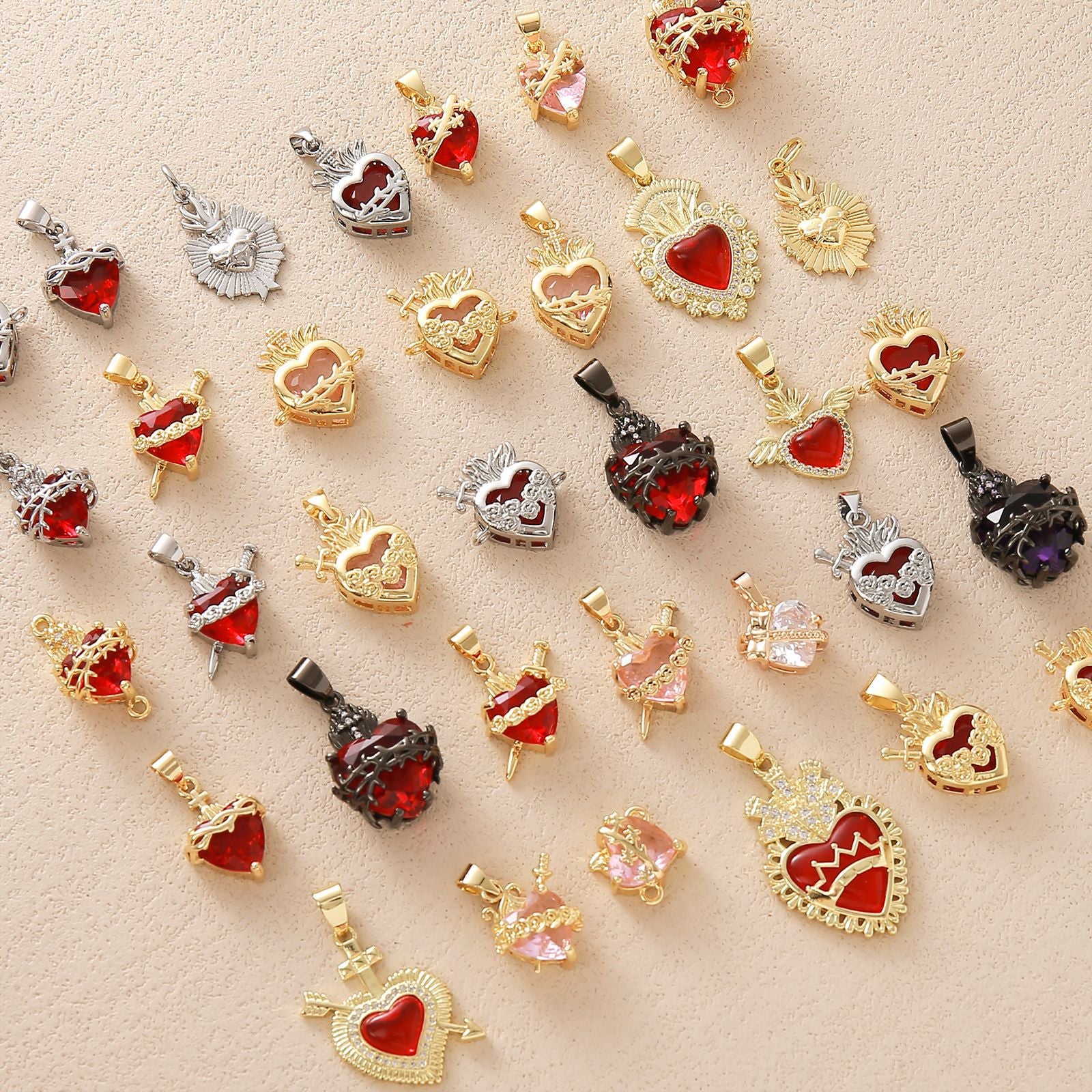 Gold Plated Heart Cross Pendant