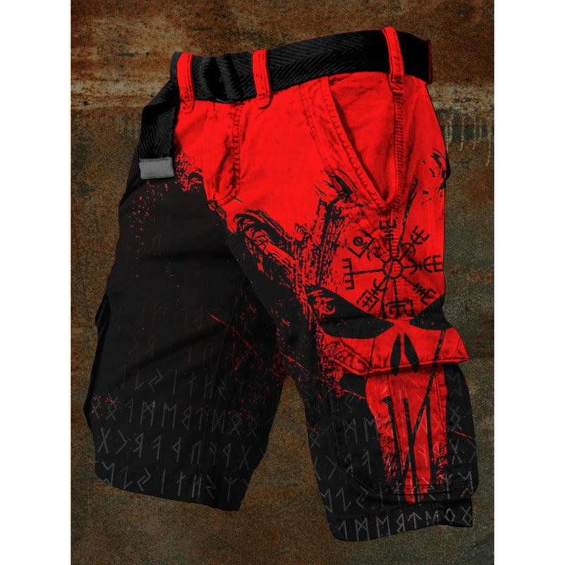 Herren 3D-Print Cargo-Shorts mit Reißverschluss Halloween-Design S–5XL | Men's 3D Print Halloween Cargo Shorts with Zipper S–5XL