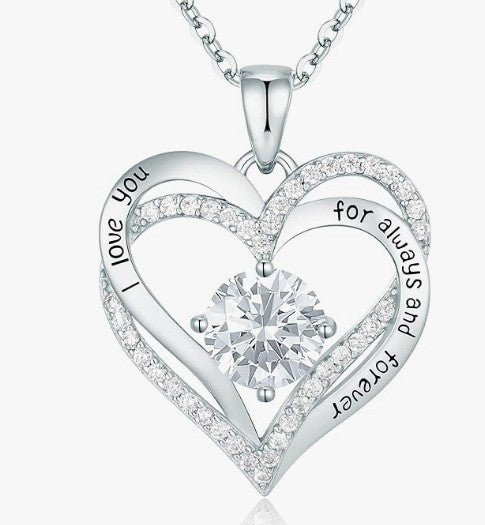 Heart Birthstone Necklace Rose Gold