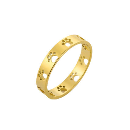 Stainless Steel Gold Plated Cat Claw Hollow Ring
