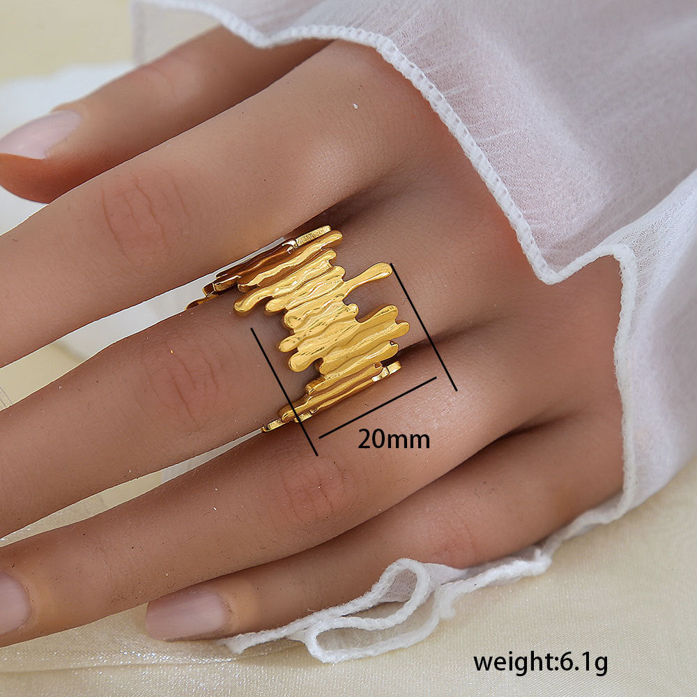 Stainless Steel Gold Plated Leaf Ring