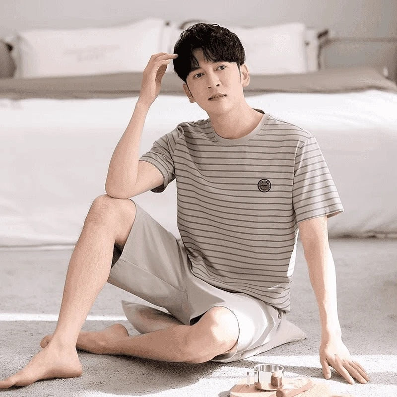 Pyjama d'été homme en modal, manches courtes, tenue d'intérieur