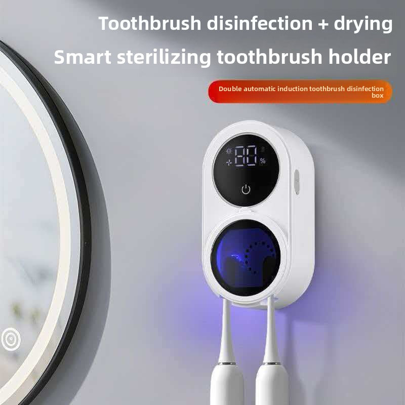 Mini Smart UV Disinfection Wall-Mounted Toothbrush Holder for Dual Users