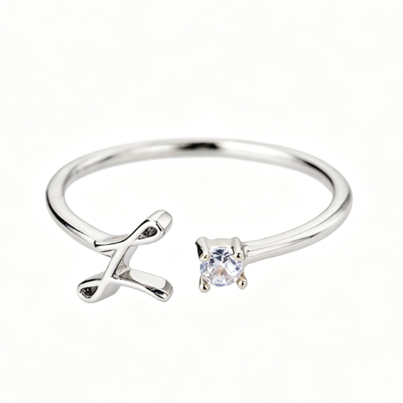 Alphabet Letter Ring Gold Plated Zinc Alloy Jewelry
