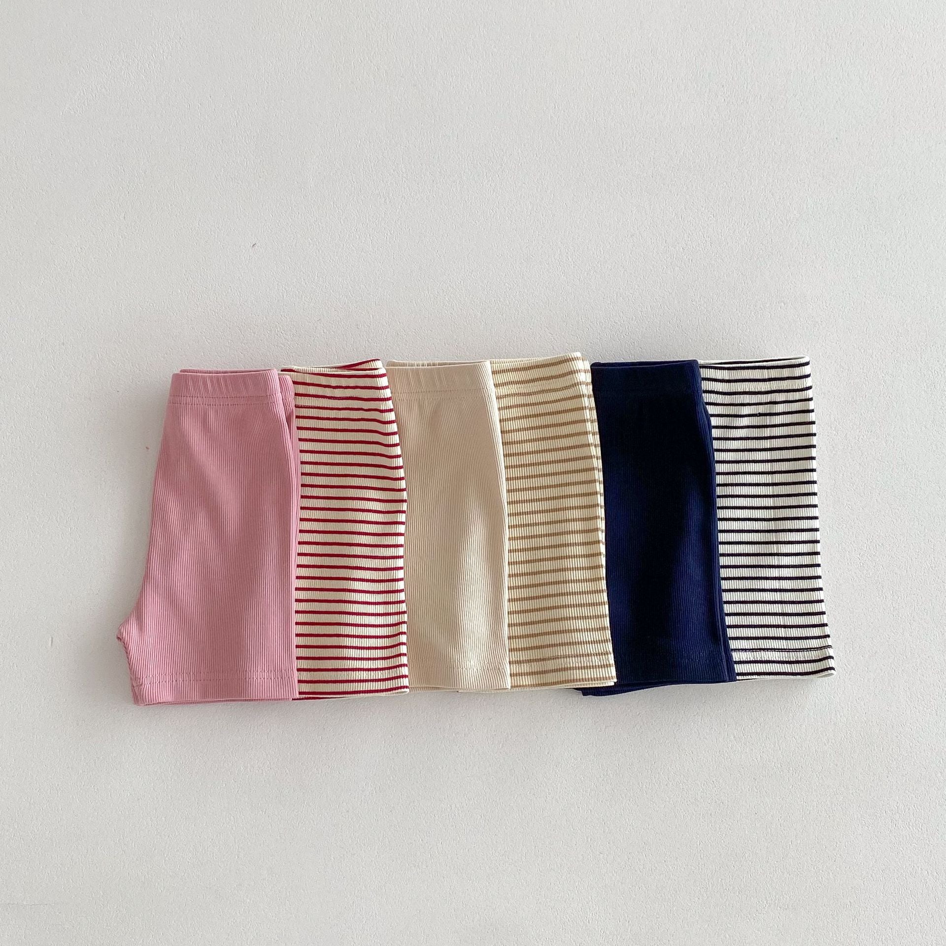 Childrens Striped Elastic Leggings Shorts
