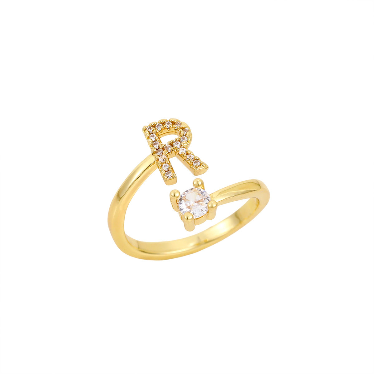 Gold Plated Letter Initial Open Rings