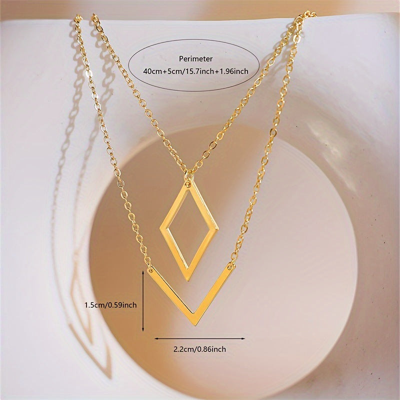Geometric Gold Plated Stainless Steel Necklace