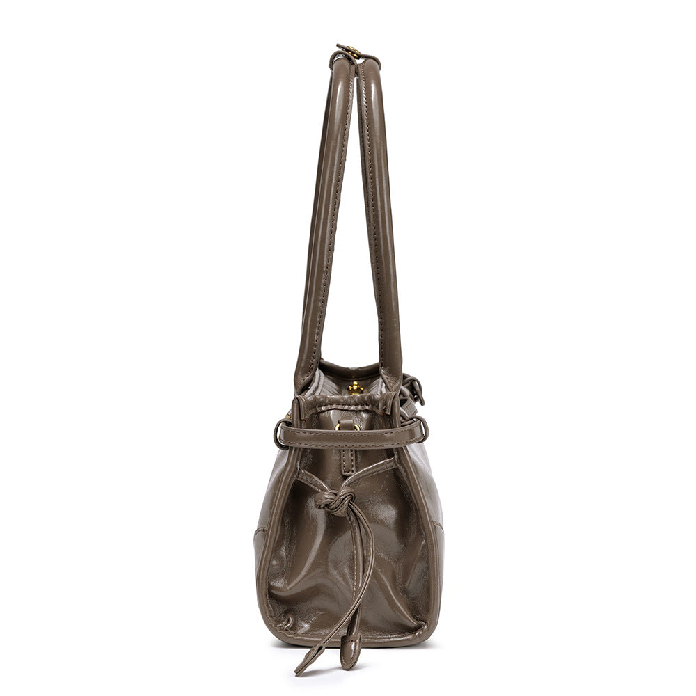 Women Retro Oil Wax Leather Tote Bag