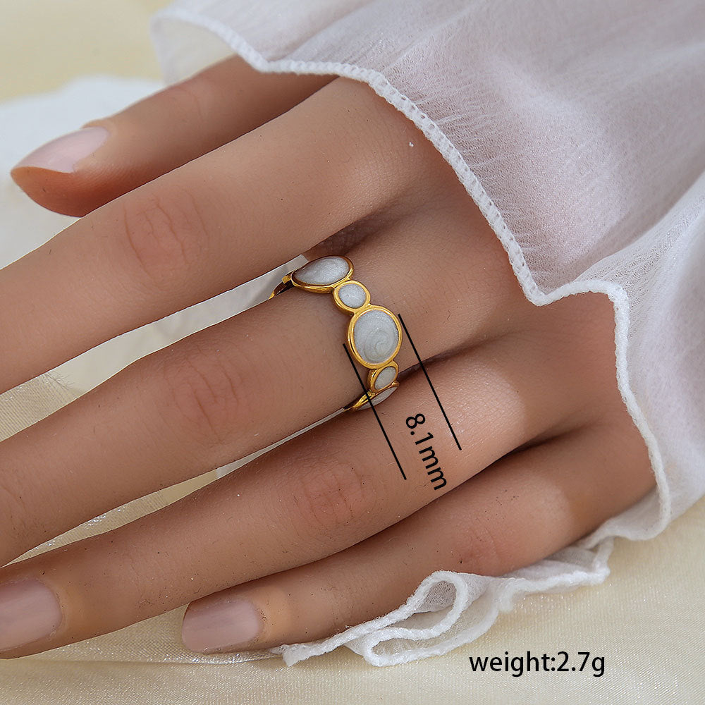 Stainless Steel Gold Plated Leaf Ring