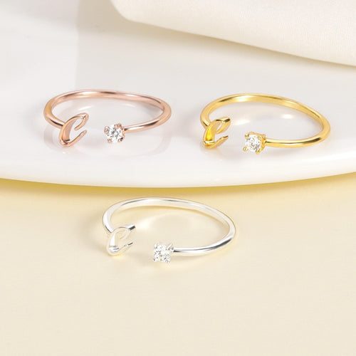Alphabet Letter Ring Gold Plated Zinc Alloy Jewelry