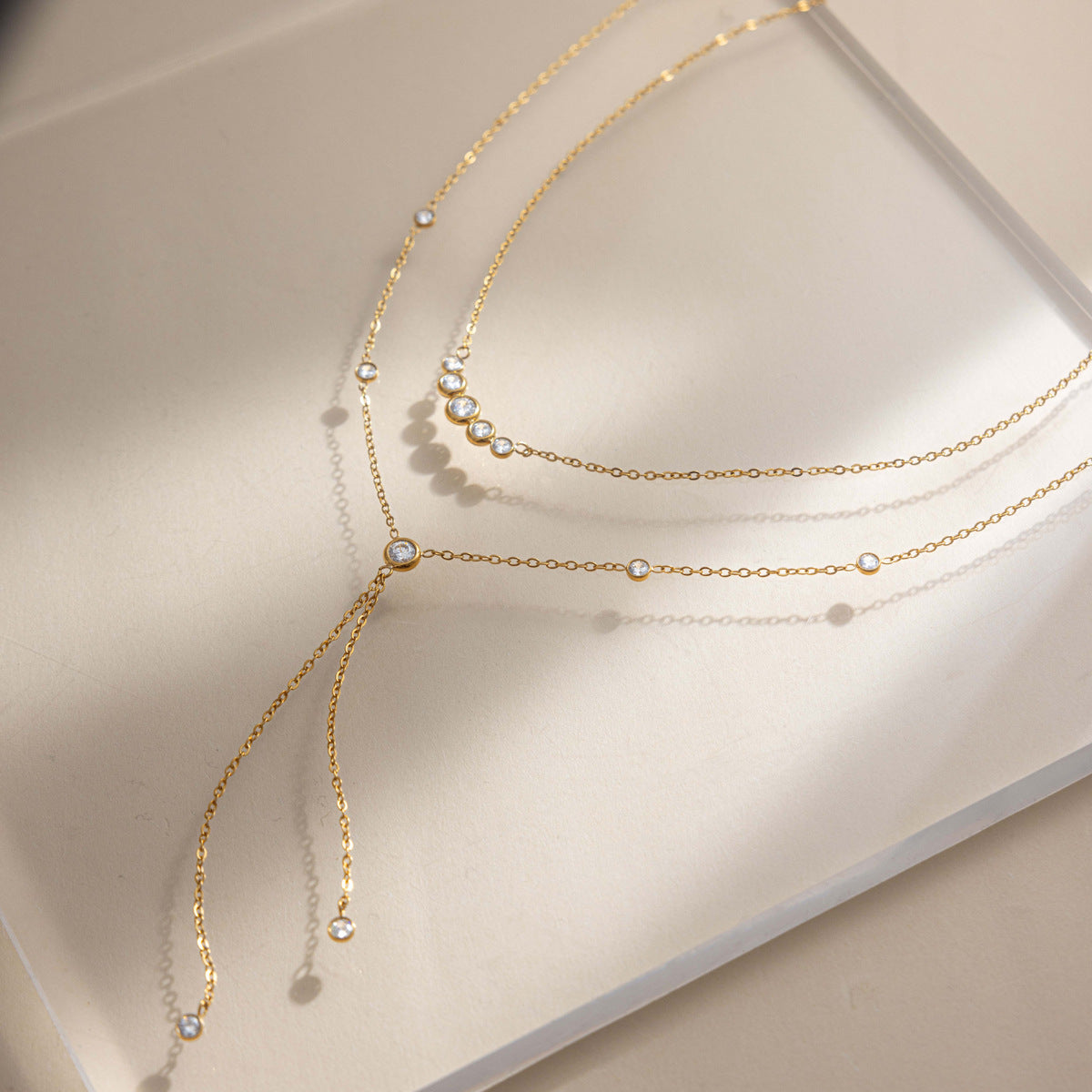 O-Shaped Gold Plated Stainless Steel Necklace with Lock Pendant