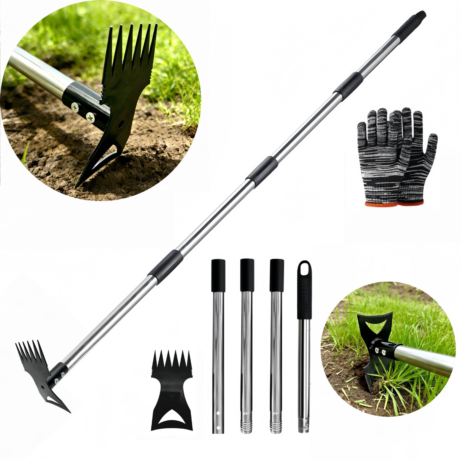 All-Steel Dual-Purpose Hoe, Weeding Shovel, Household Garden Pointed Rake, Dual-Purpose Small Hoe, Multi-Functional Hoe