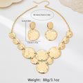 Vintage Hammered Metal Necklace and Earring Set in Gold