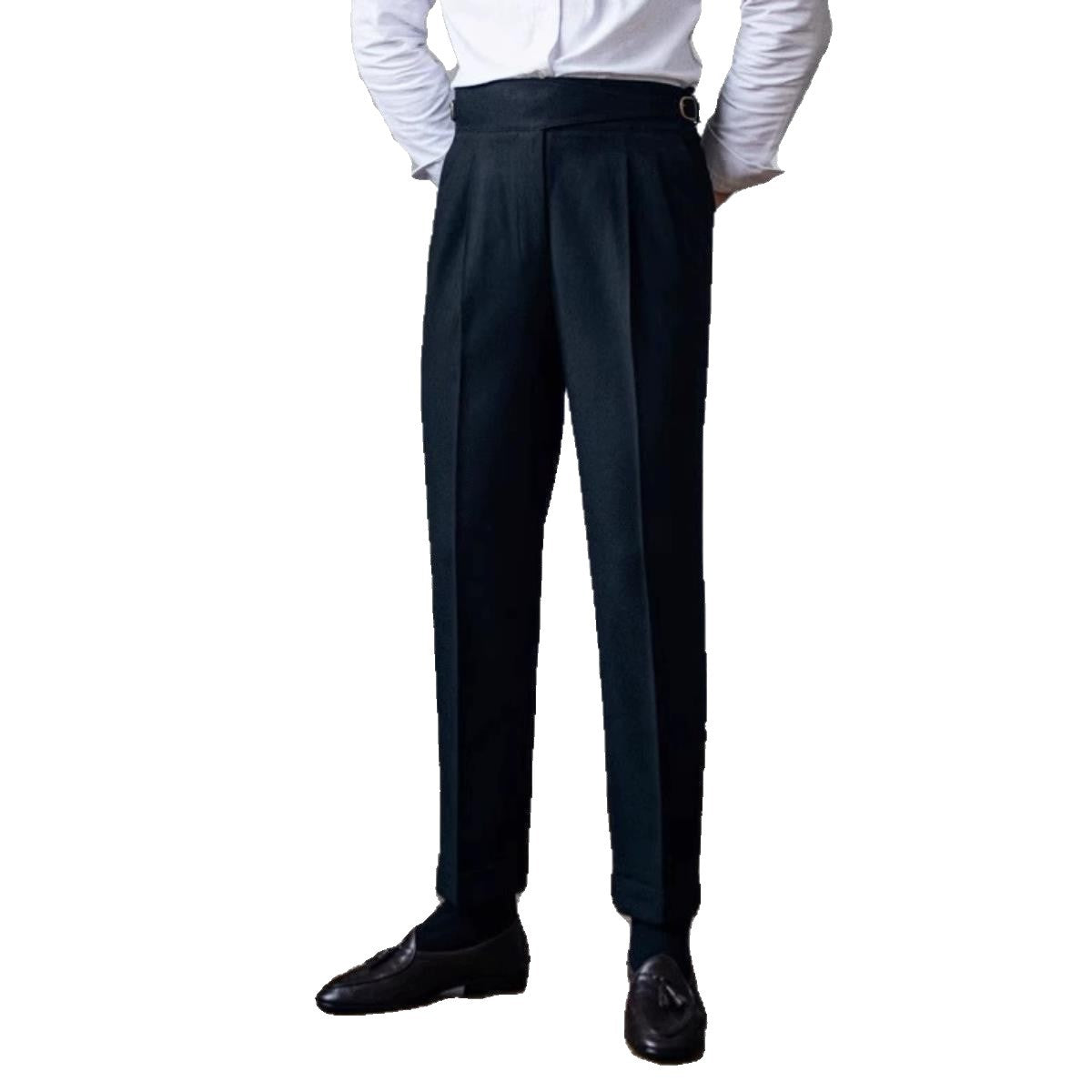 Mens High-Waisted Straight Leg Trousers