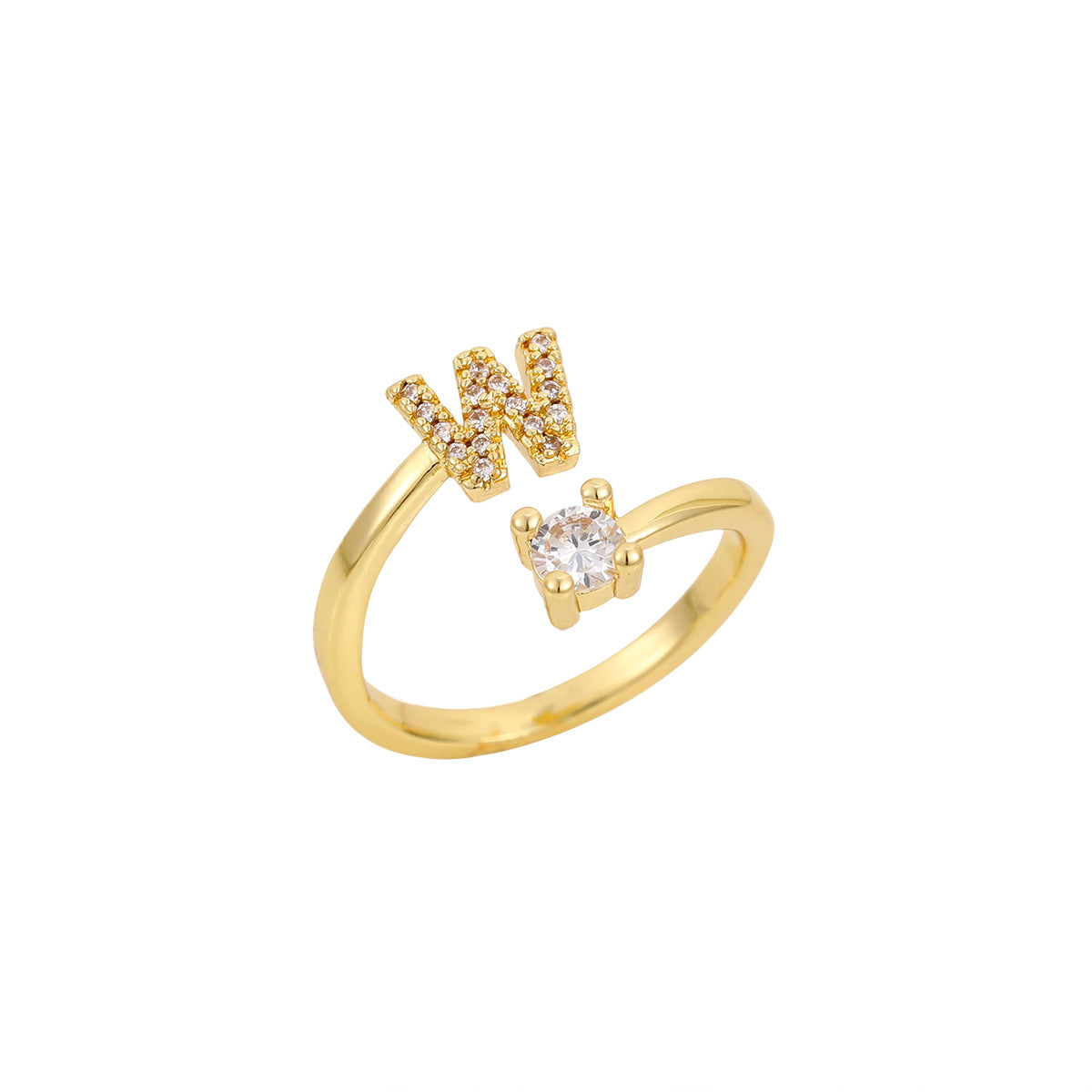 Gold Plated Letter Initial Open Rings