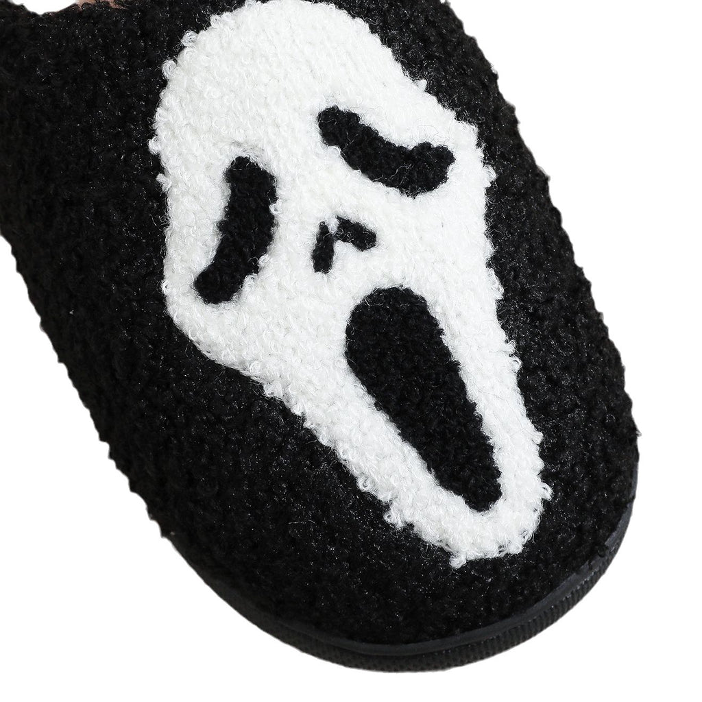 Halloween Cotton Slippers for Men Women Winter Warm Skull Ghost Pumpkin Indoor Home Slippers