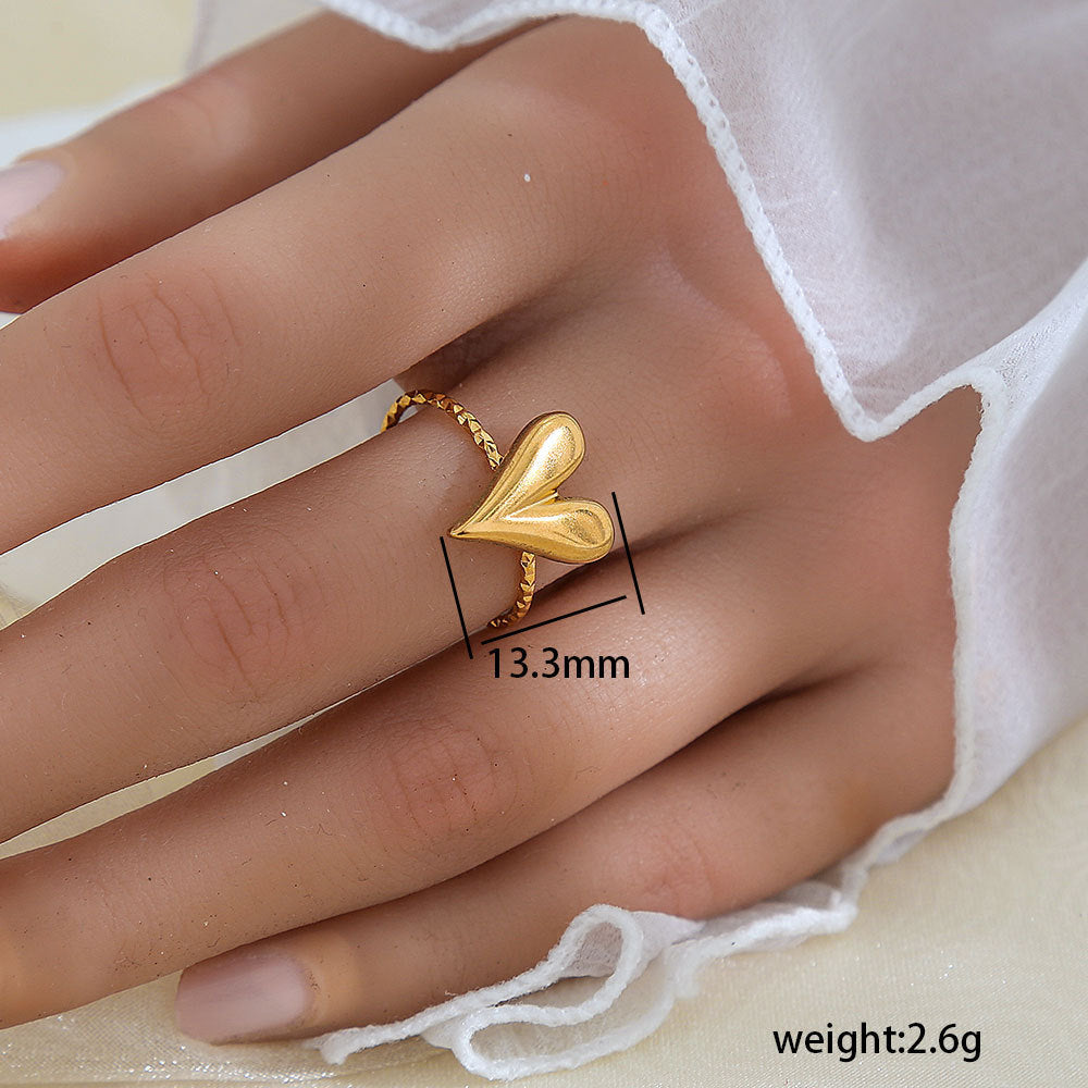 Stainless Steel Gold Plated Leaf Ring