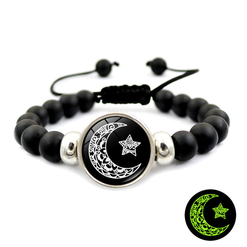Adjustable Sun Moon Gemstone Beaded Bracelet