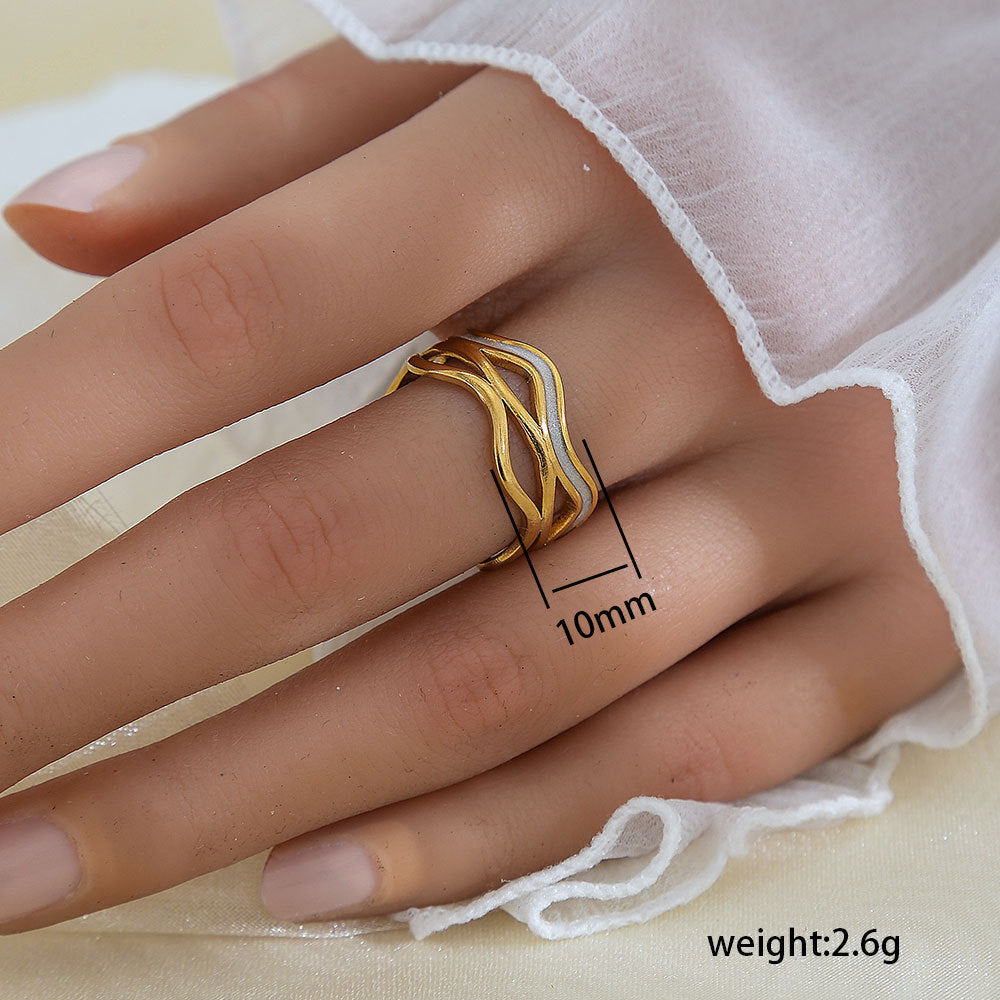 Stainless Steel Gold Plated Leaf Ring
