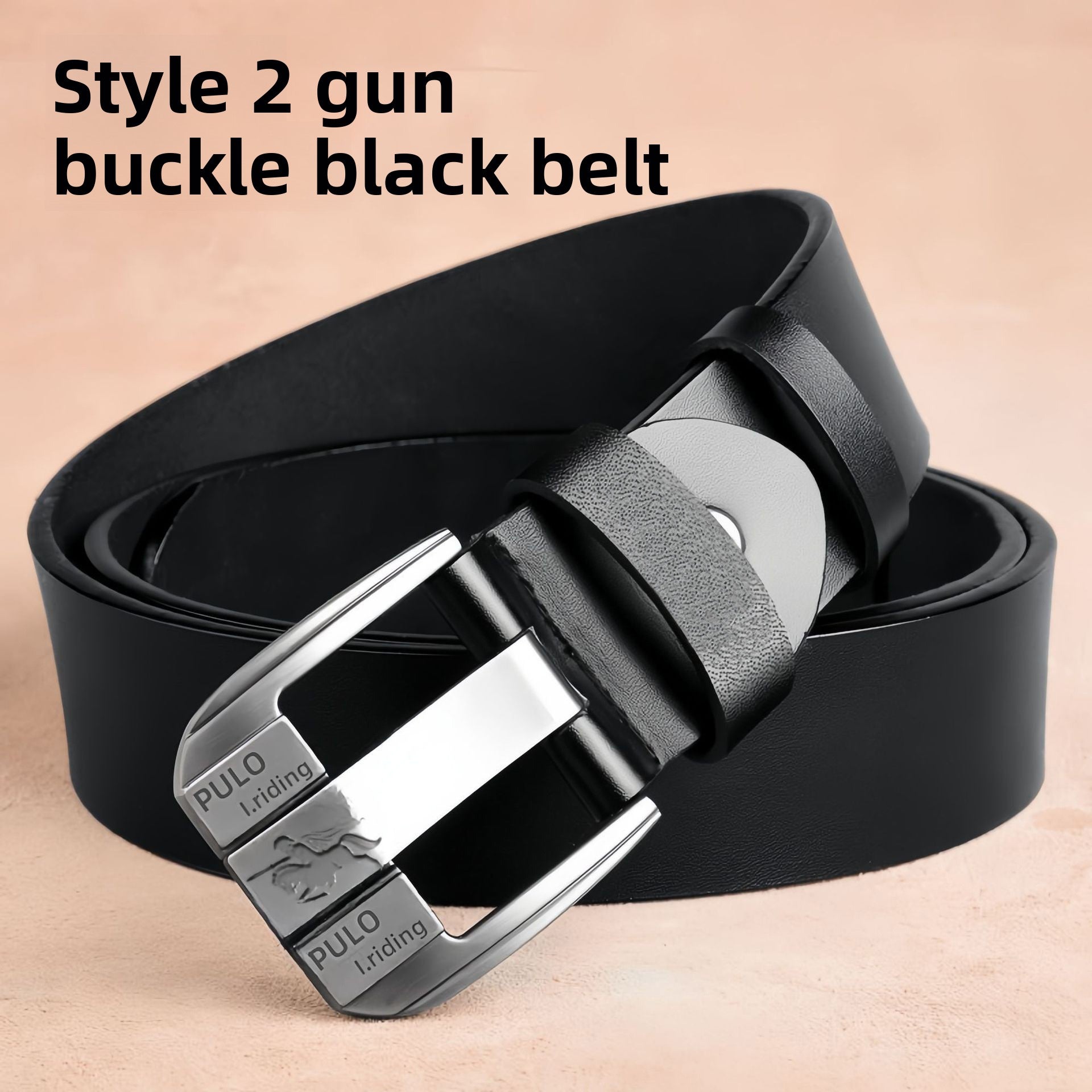 Mens Genuine Leather Pin Buckle Belt