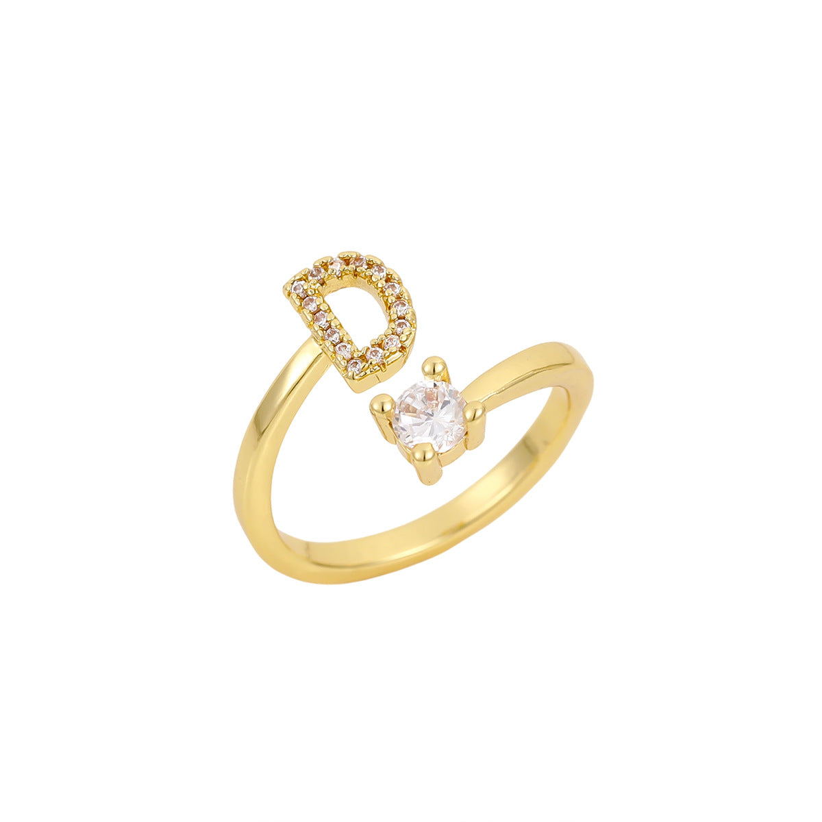 Gold Plated Letter Initial Open Rings