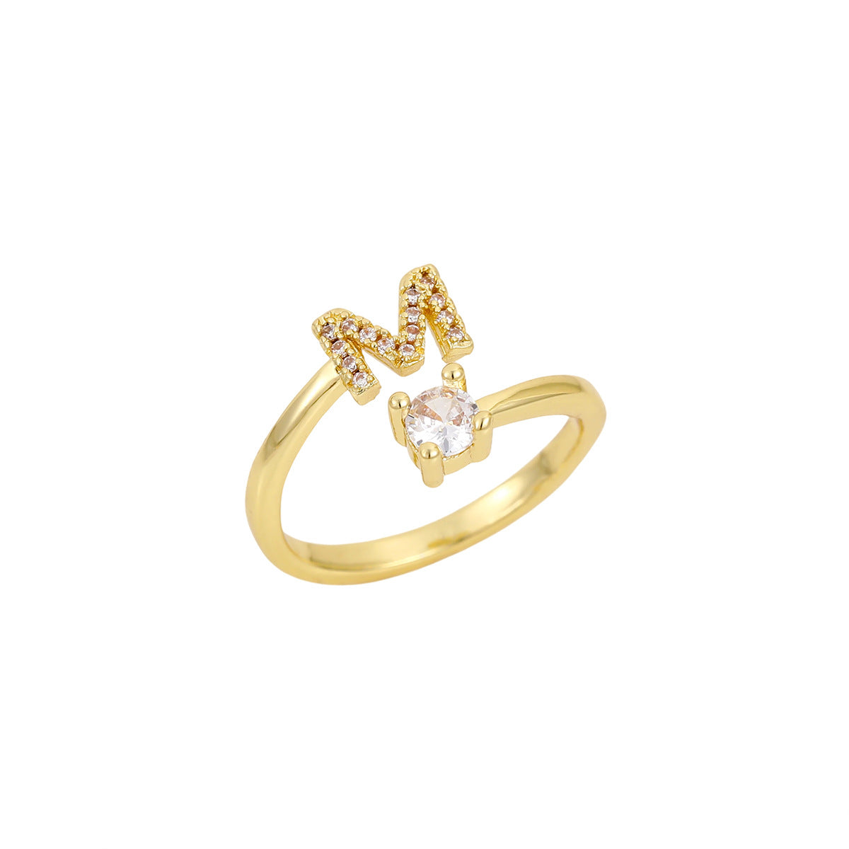 Gold Plated Letter Initial Open Rings