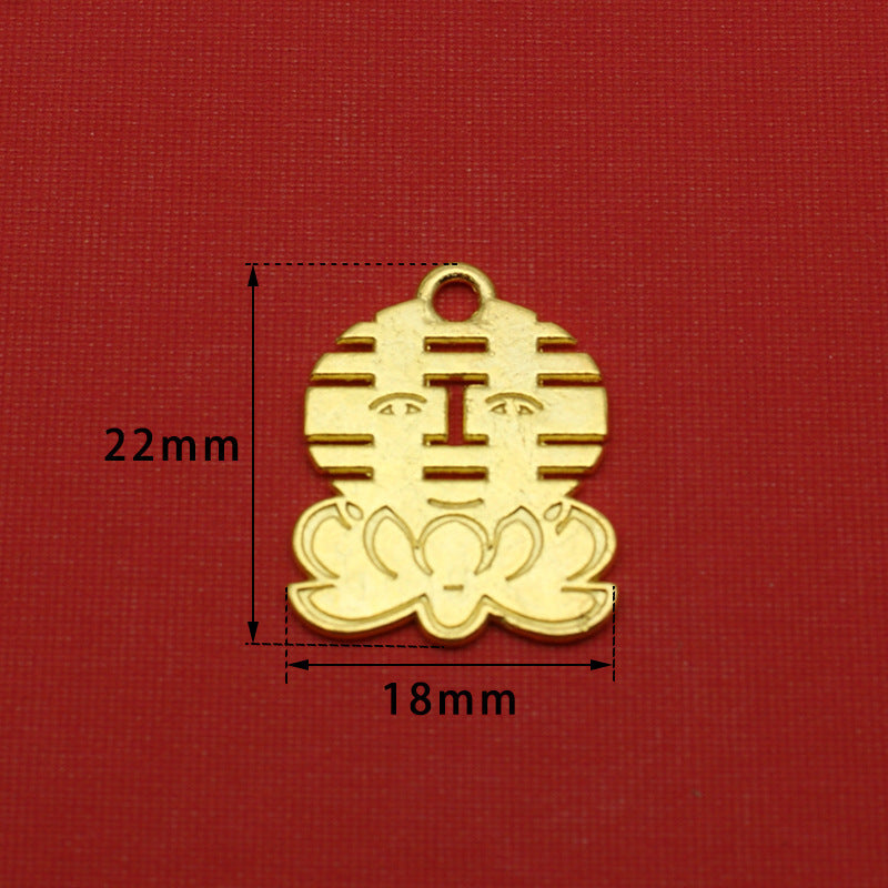 Gold Wedding Double Happiness Alloy Pendant