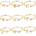 Alphabet Letter Ring Gold Plated Zinc Alloy Jewelry