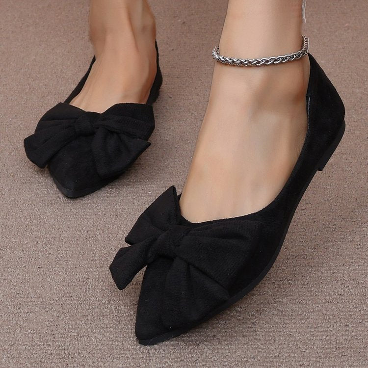 Pointed Bow Flat Shoes for Women